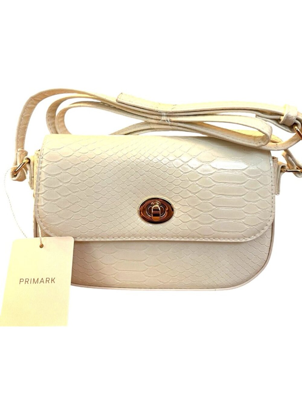 Primark Ivory Creme Snakeskin Crossbody Purse Vegan Leather NWT